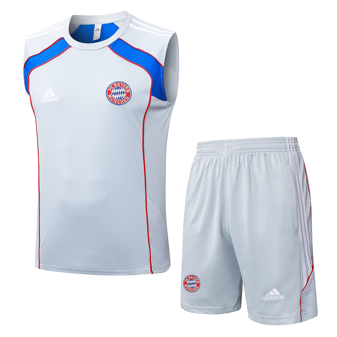 Kit Regata Bayern de Munique 25/26 - Cinza Claro/Azul Royal/Vermelho