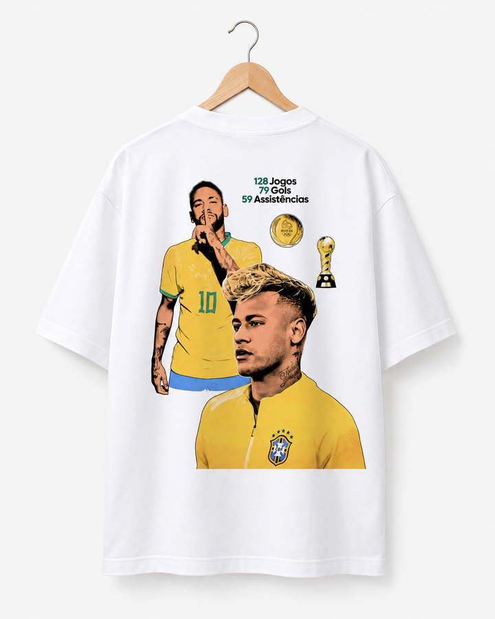 Camiseta Neymar Brasil 10 Vintage Oversized Masculina - Branca