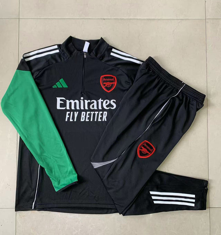 Conjunto Treino Arsenal 25/26 - Preto/Vermelho/Verde
