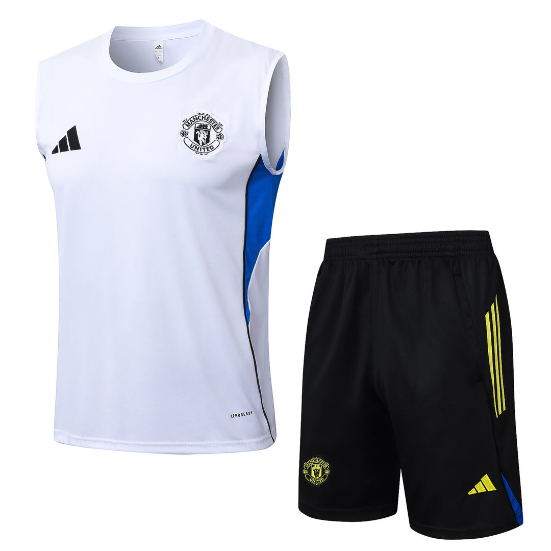 Kit Regata Manchester United 25/26 - Branco/Preto/Azul Royal