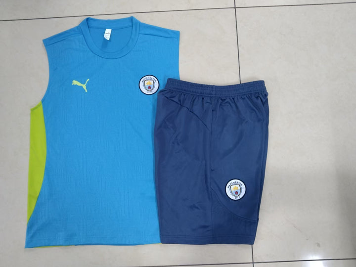 Kit Regata Manchester City 24/25 - Azul Capri/Verde Limão