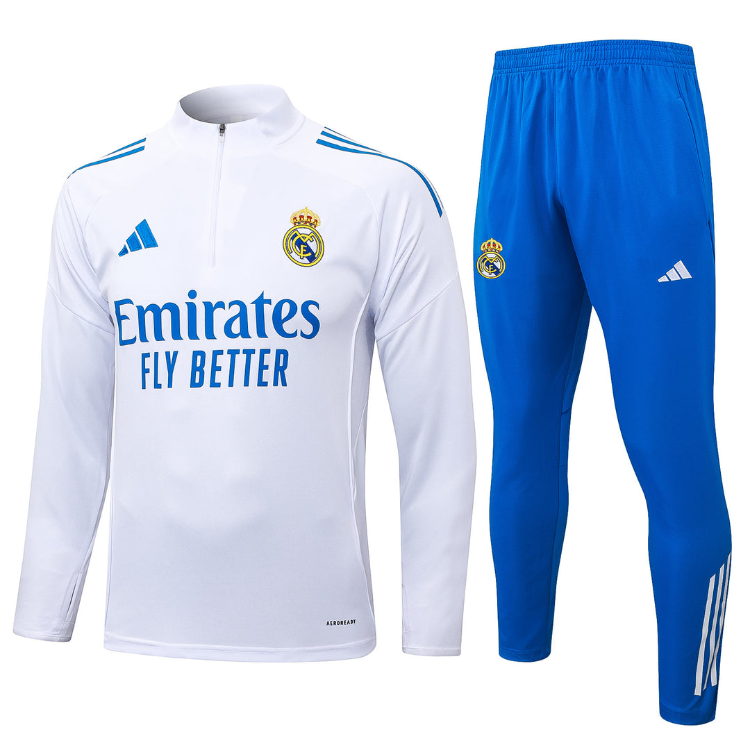 Conjunto Treino Real Madrid 25/26 - Branco/Azul Claro