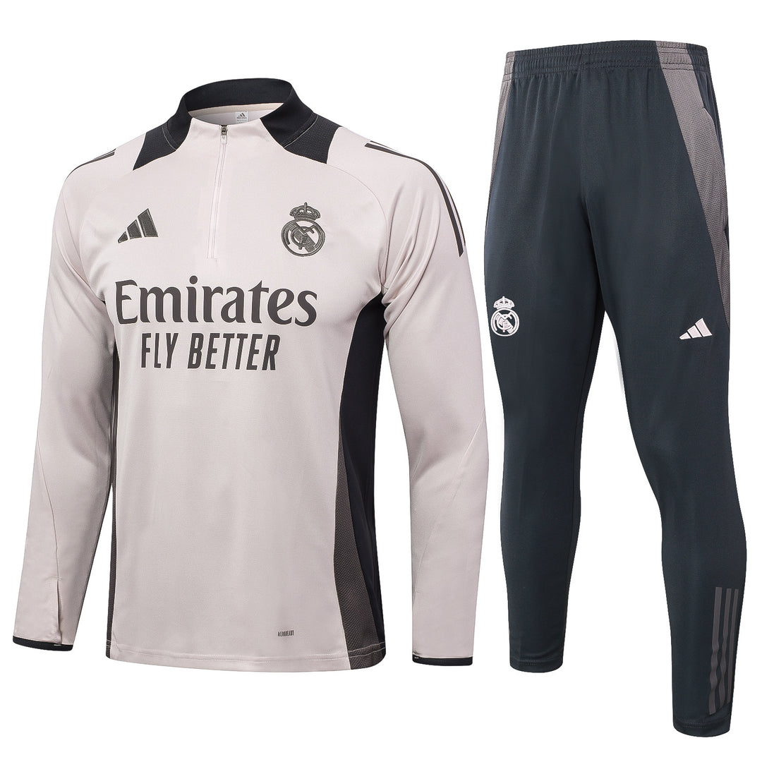 Conjunto Treino Real Madrid 24/25 - Off-White/Cinza