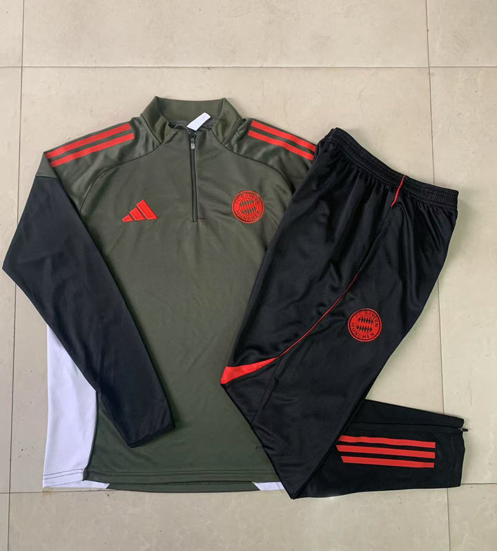 Conjunto Treino Bayern Munich 25/26 - Verde Musgo/Preto