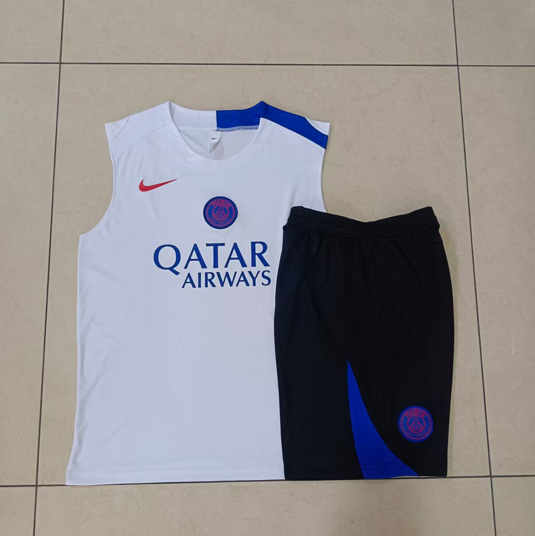 Kit Regata PSG 25/26 - Branco/Preto/Azul Royal