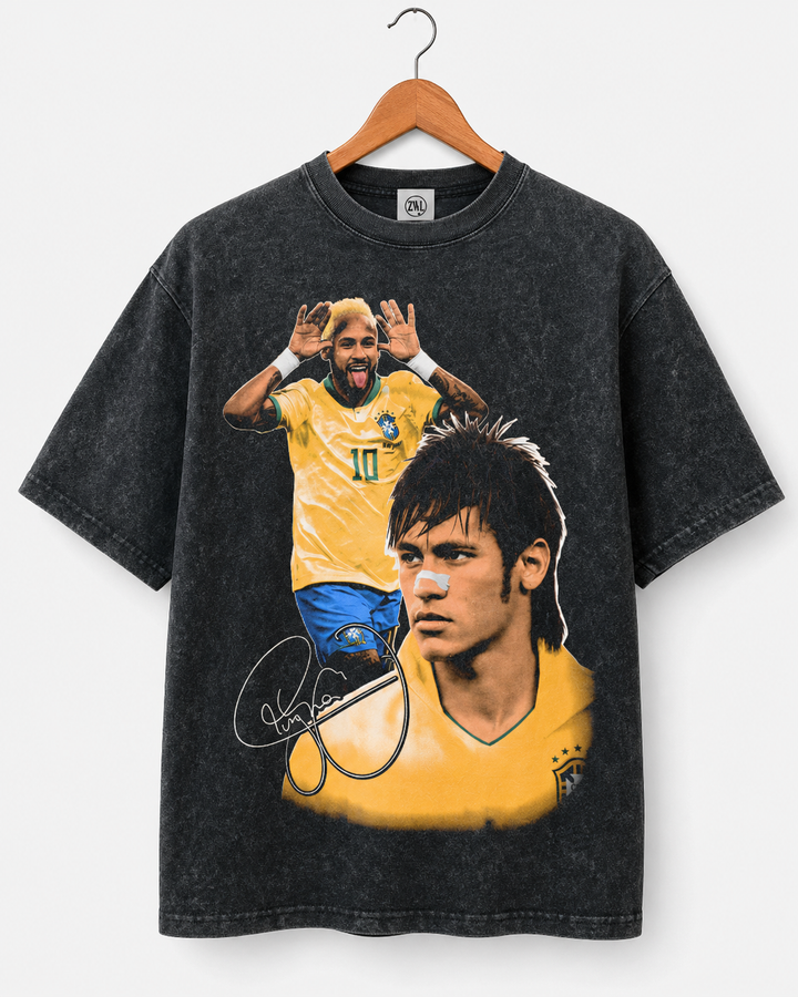 Camiseta Neymar Brasil 10 Vintage Oversized Masculina - Branca