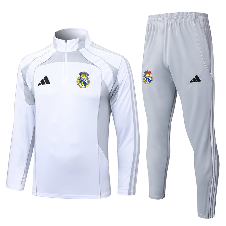 Conjunto Treino Real Madrid 25/26 - Branco/Cinza