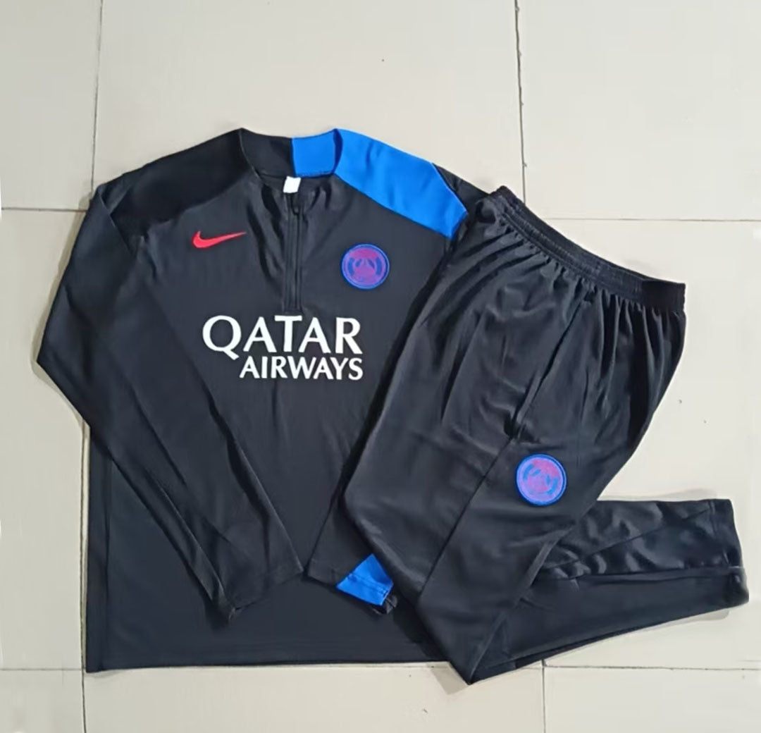 Conjunto Treino PSG 25/26 - Preto/Azul Médio