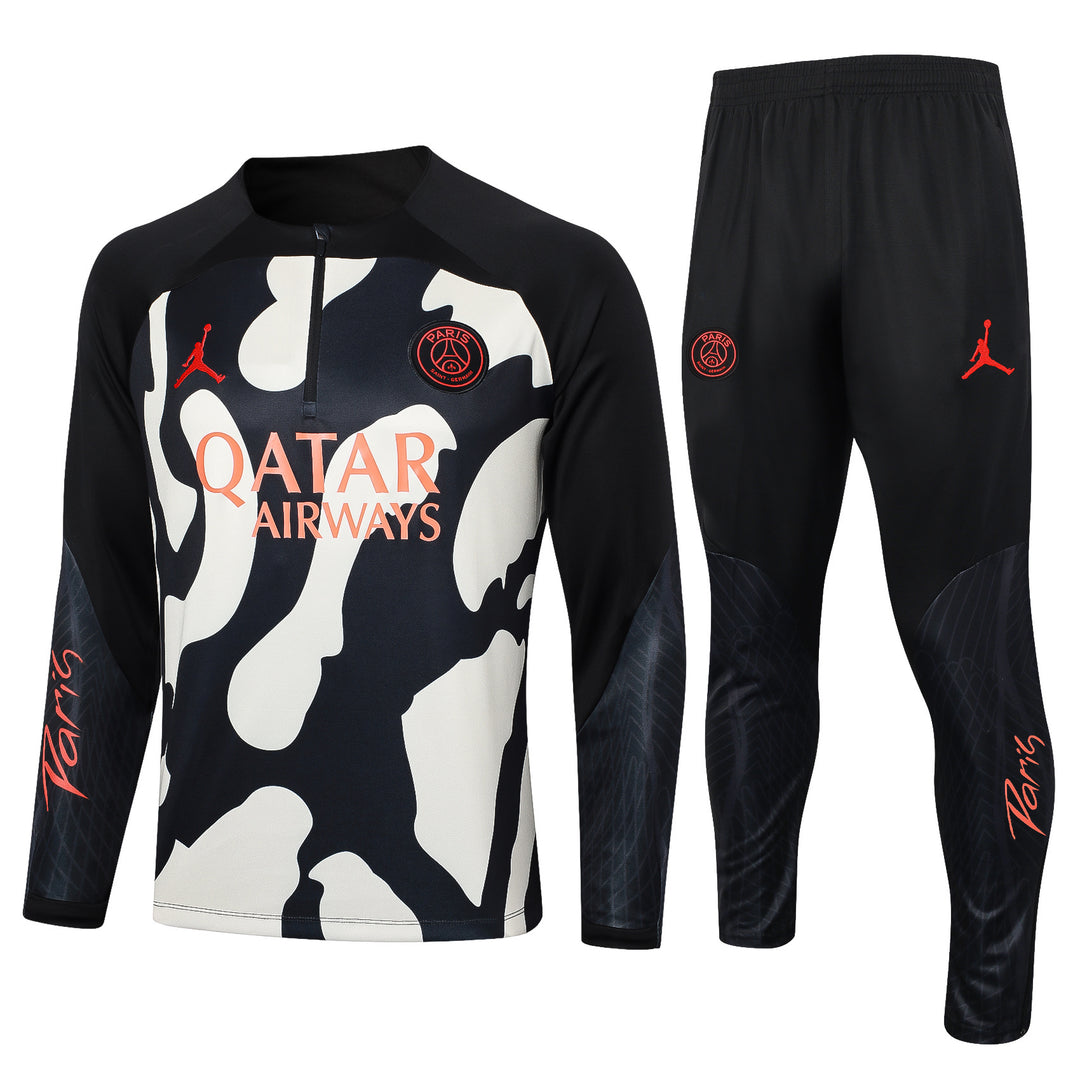 Conjunto Treino Real Madrid 23/24 - Mesclado Preto/Off-White
