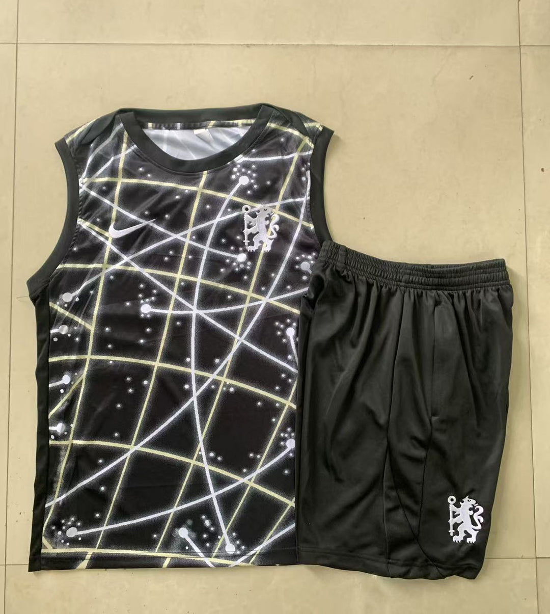 Kit Regata Chelsea 25/26 - Preto/Branco Neon