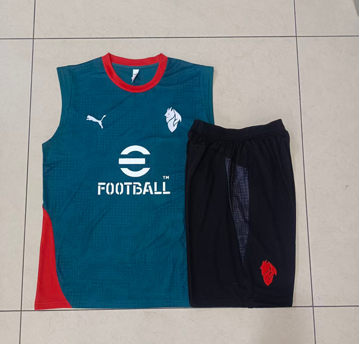 Kit Regata AC Milan 25/26 - Azul Petróleo/Preto/Vermelho