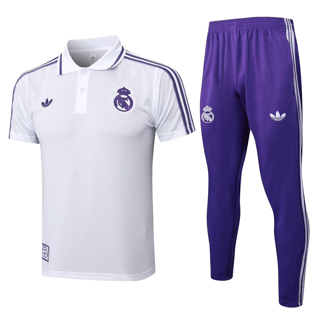 Kit Polo Real Madrid 25/26 - Branco/Roxo