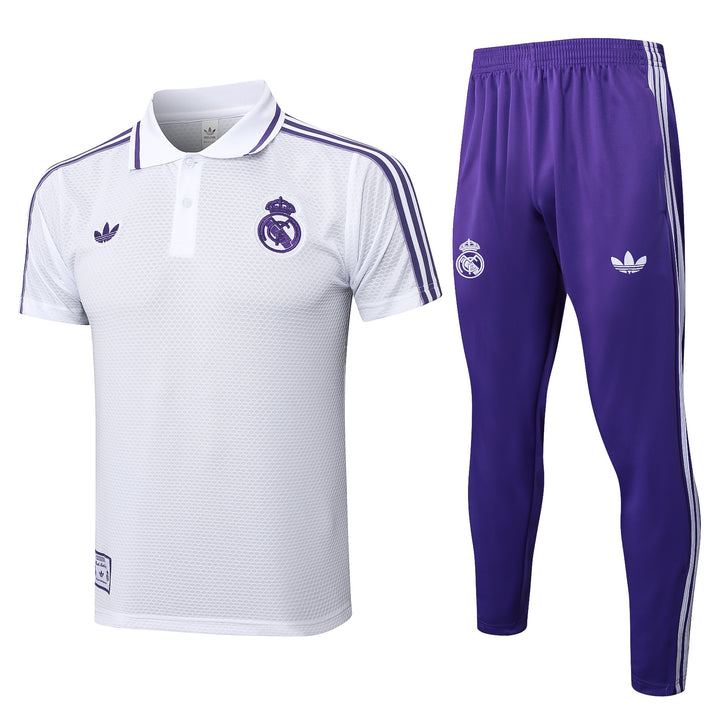 Kit Polo Real Madrid 25/26 - Branco/Roxo