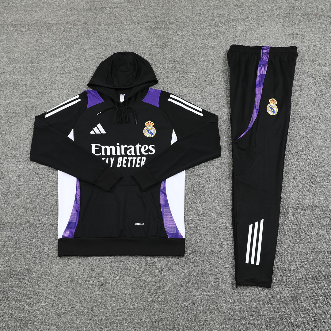 Conjunto Real Madrid 2024/25 Preto/Roxo - Capuz
