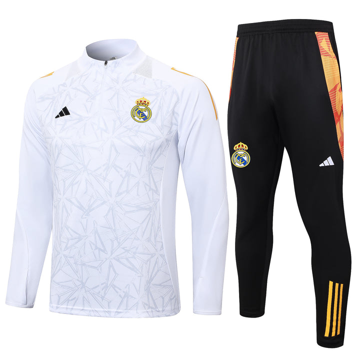Conjunto Treino Real Madrid 24/25 - Branco/Preto/Laranja