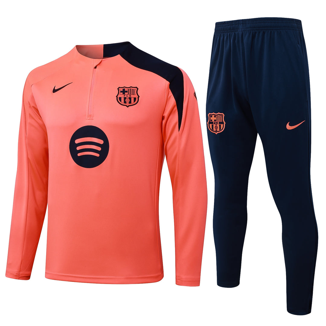 Conjunto Treino Barcelona 25/26 - Salmão/Azul Marinho