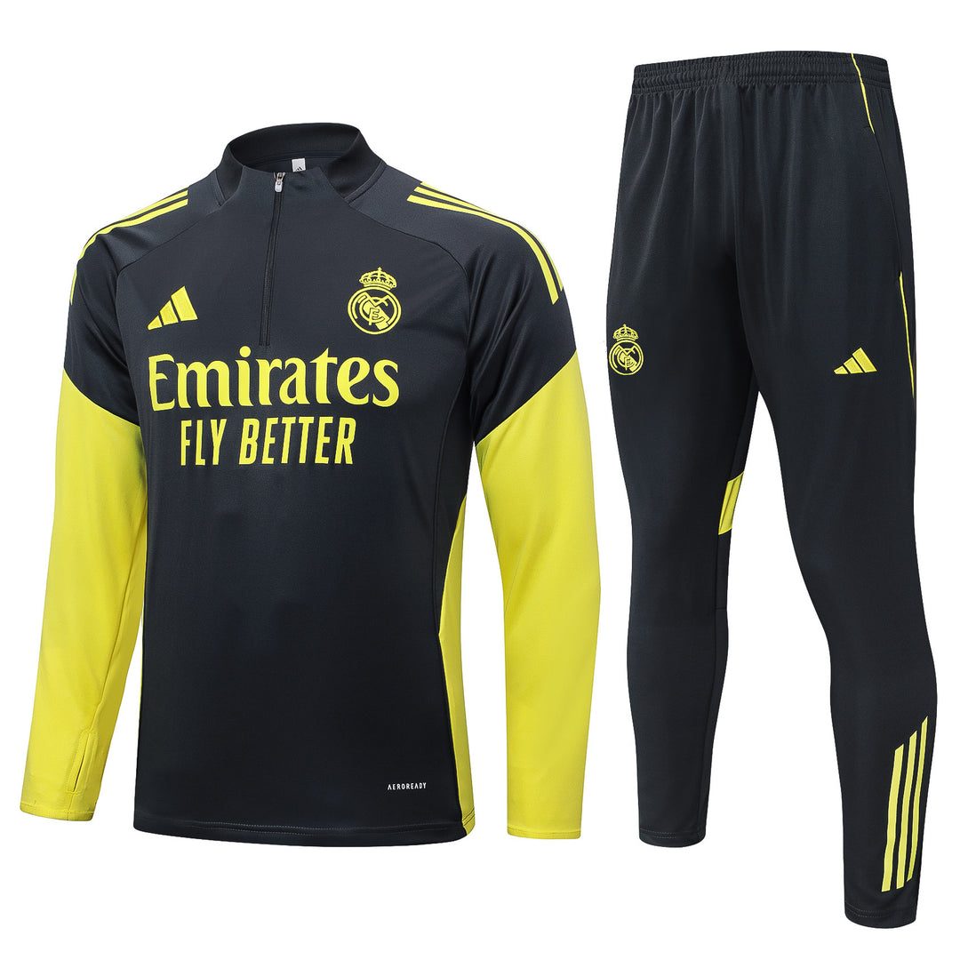 Conjunto Treino Real Madrid 25/26 - Preto/Amarelo