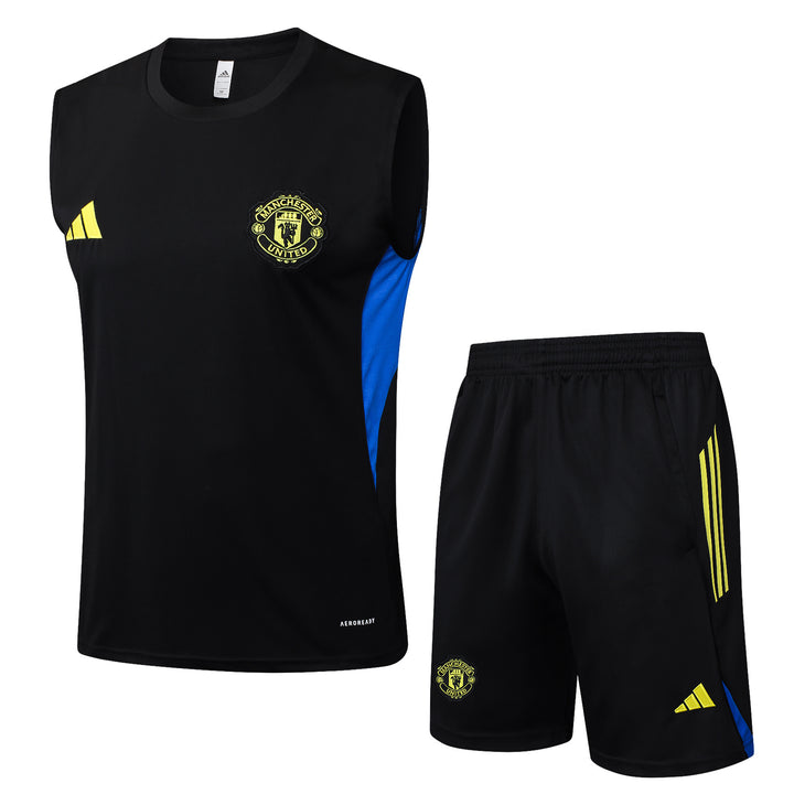 Kit Regata Manchester United 25/26 - Preto/Azul Royal/Amarelo