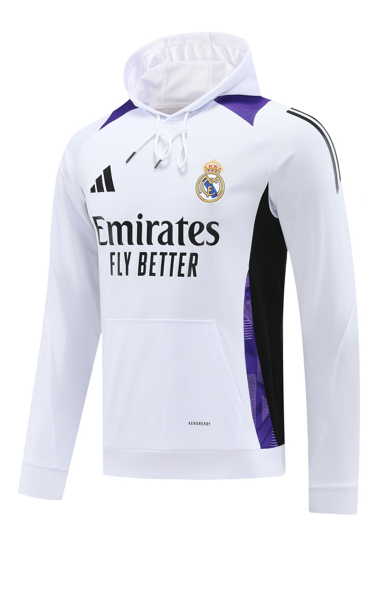 Blusão Real Madrid 2024/25 Branco/Roxo - Capuz