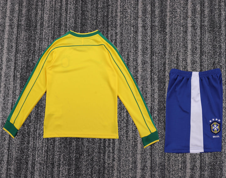 Camisa Retrô Brasil 1998 Home Manga Longa Infantil – Belt Sports