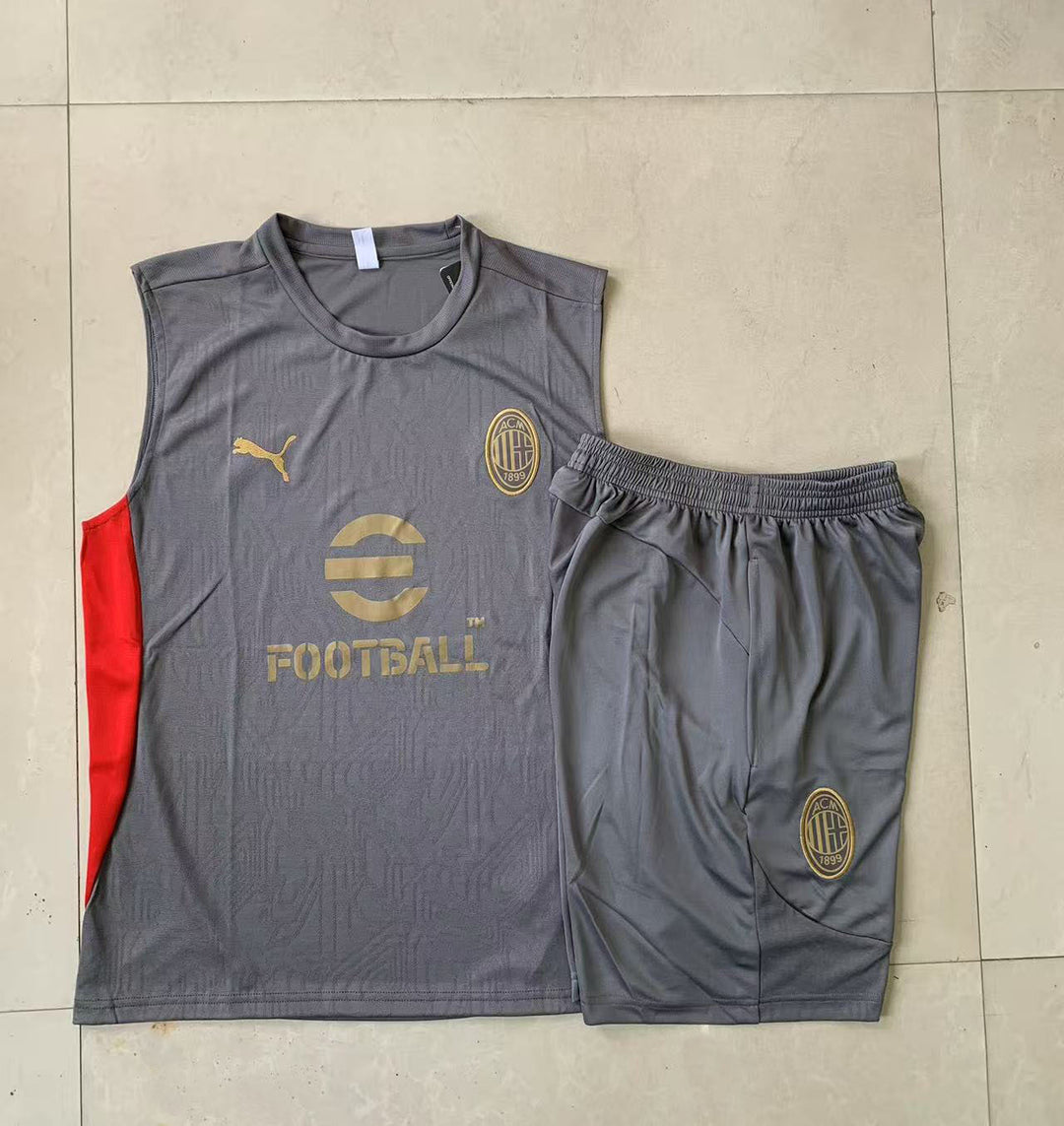 Kit Regata AC Milan 24/25 - Cinza/Vermelho