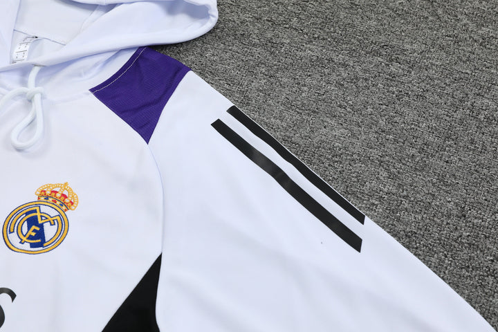 Blusão Real Madrid 2024/25 Branco/Roxo - Capuz