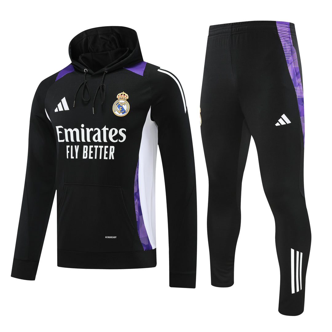 Conjunto Real Madrid 2024/25 Preto/Roxo - Capuz