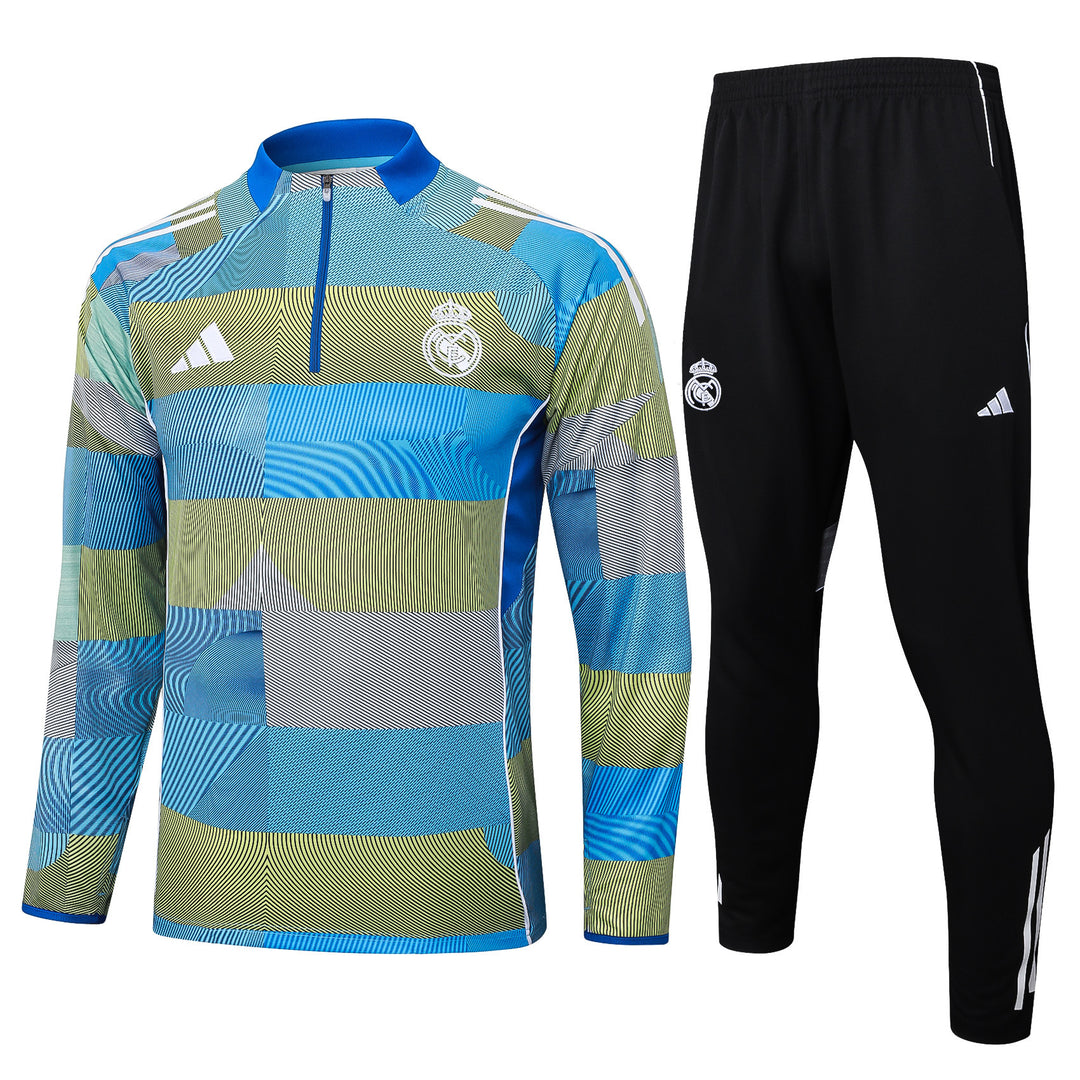Conjunto Treino Real Madrid 25/26 - Mesclado Azul Claro/Verde Musgo