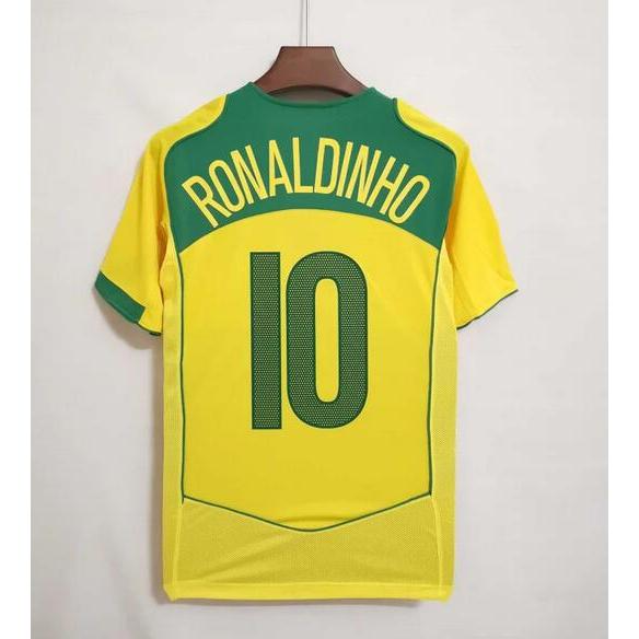 Camisa Retrô Brasil 2004/05 Home - Ronaldinho #10 (Pronta Entrega)