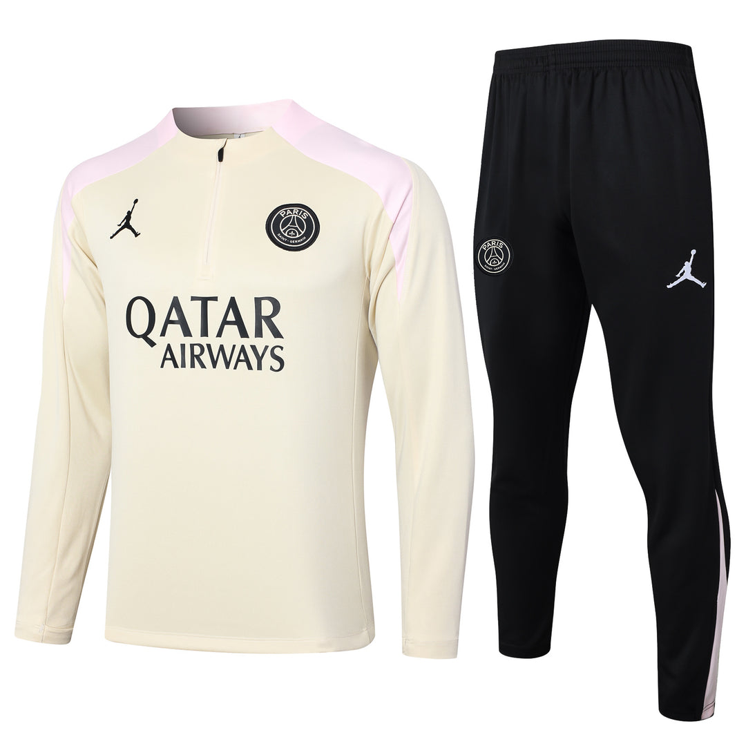 Conjunto Treino PSG 24/25 - Off-White/Rosa Claro