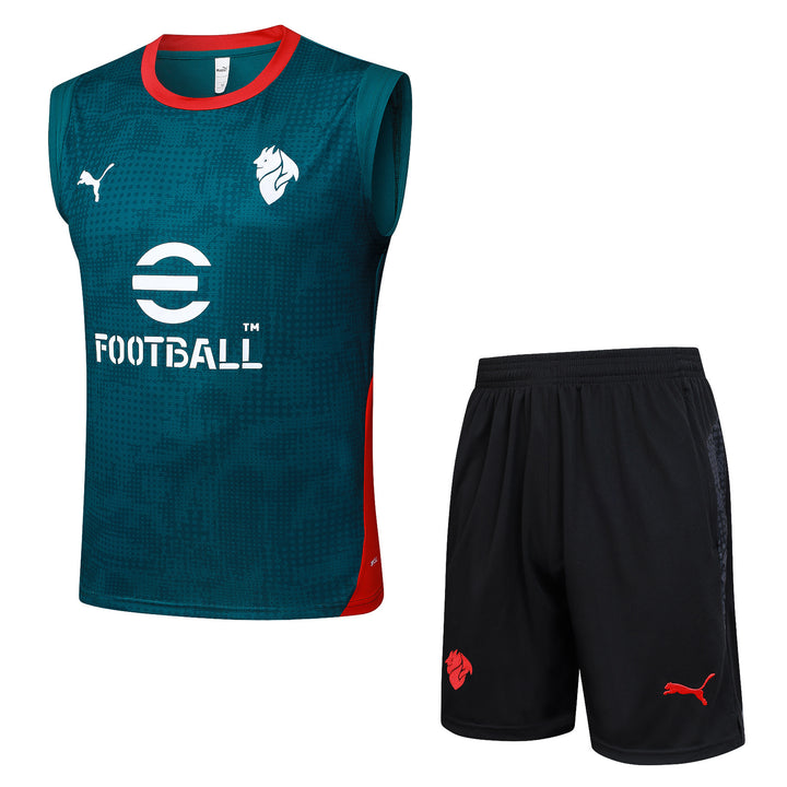 Kit Regata AC Milan 25/26 - Azul Petróleo/Preto/Vermelho