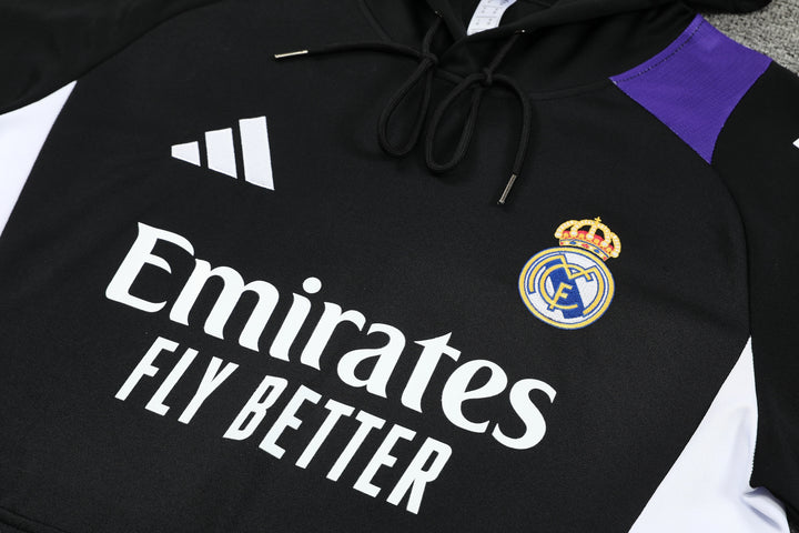 Conjunto Real Madrid 2024/25 Preto/Roxo - Capuz