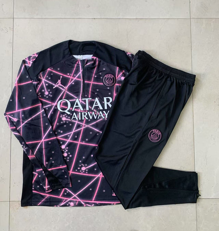 Conjunto Treino PSG 25/26 - Preto/Rosa Neon