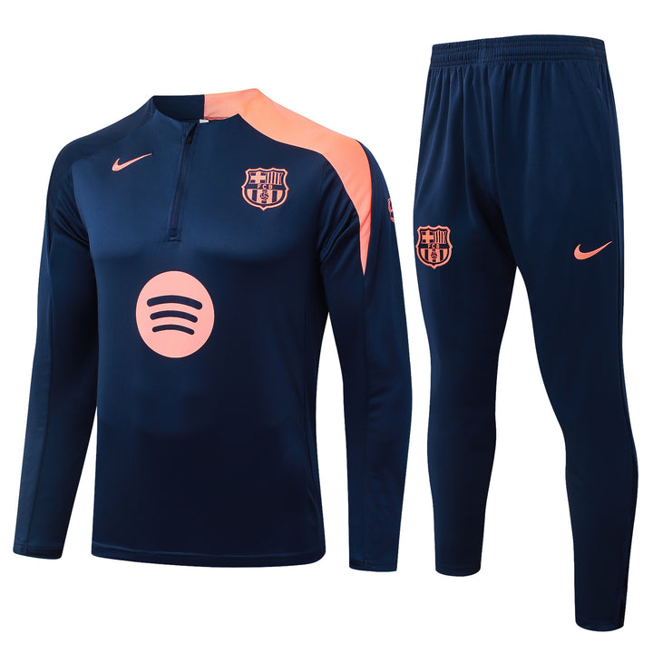 Conjunto Treino Barcelona 25/26 - Azul Marinho/Salmão