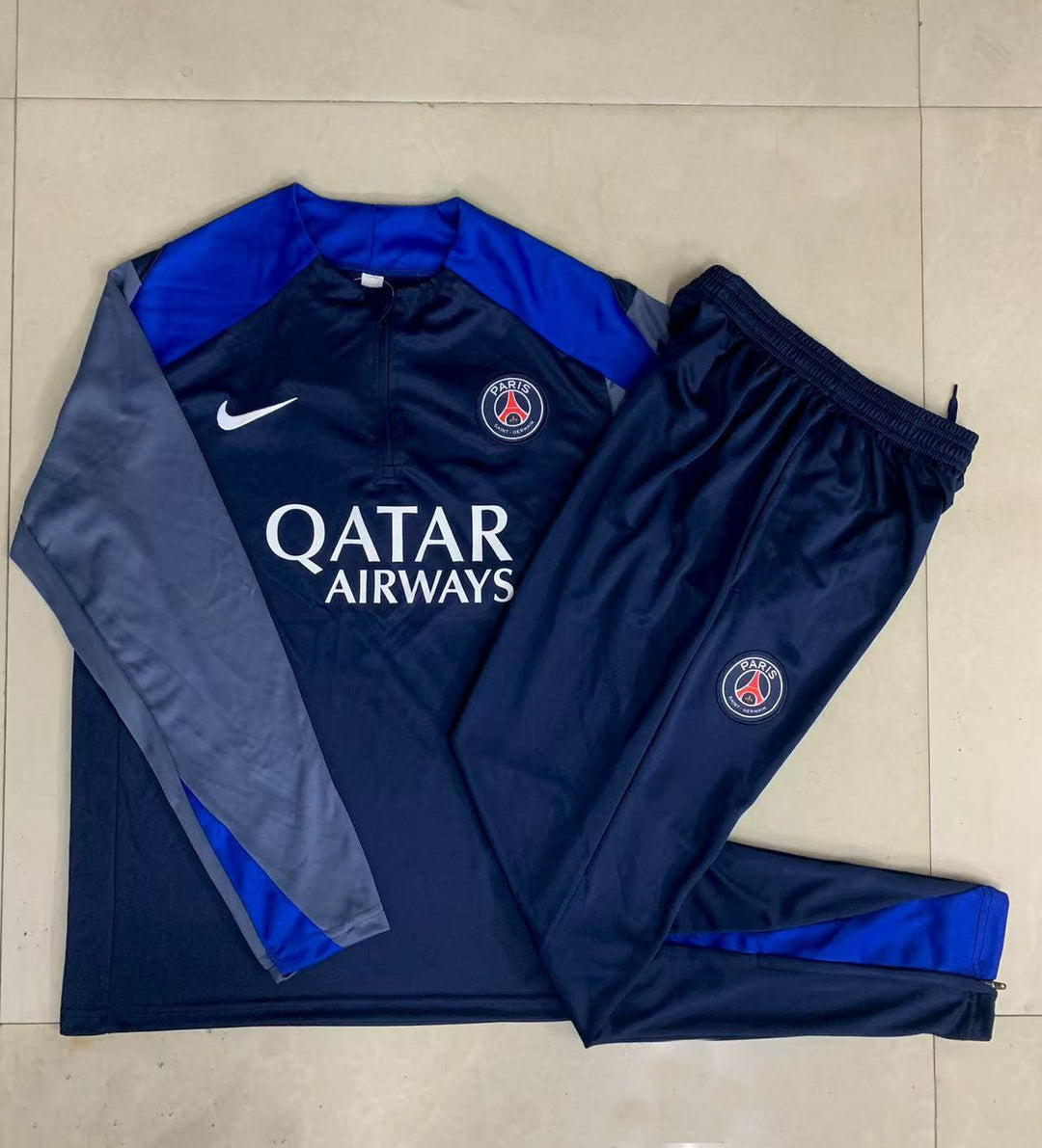 Conjunto Treino PSG 25/26 - Azul Marinho/Cinza Azulado