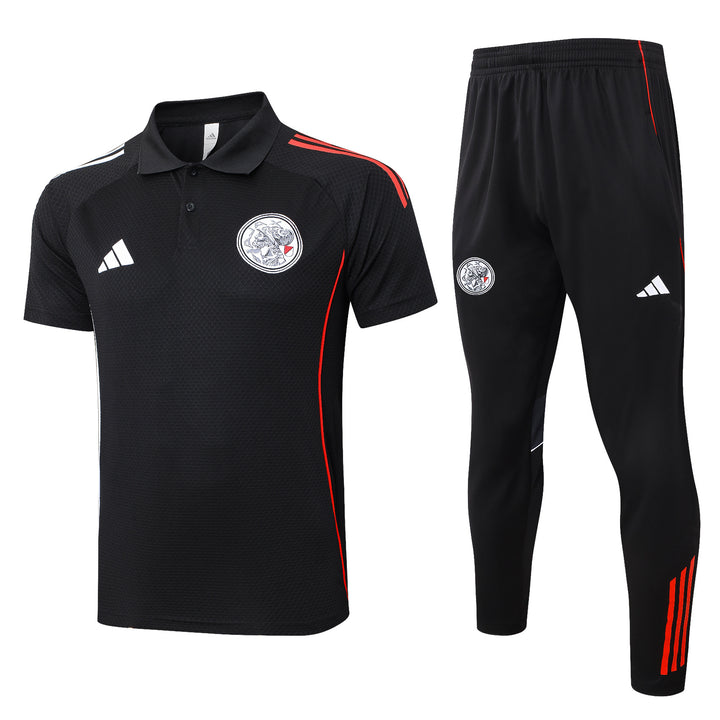 Kit Polo Ajax 25/26 - Preto/Branco/Vermelho