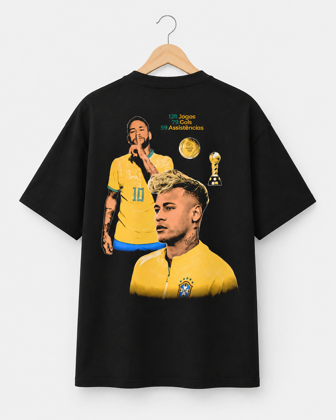 Camiseta Neymar Brasil 10 Vintage Oversized Masculina - Branca