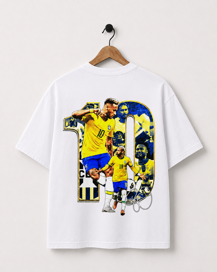 Camiseta Neymar 10 Oversized Retrô Masculina - Creme