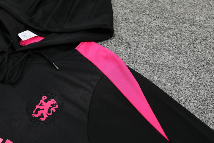 Conjunto Chelsea 2024/25 Preto/Rosa - Capuz