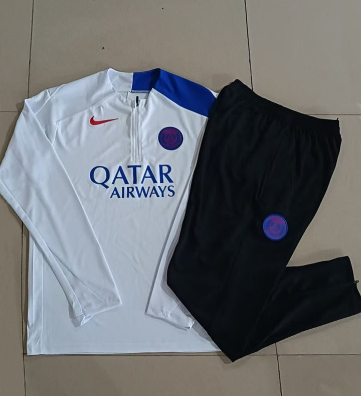 Conjunto Treino PSG 25/26 - Branco/Preto/Azul
