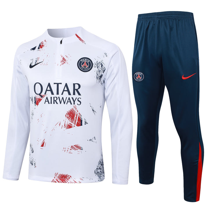 Conjunto Treino Barcelona 24/25 - Branco/Azul Marinho