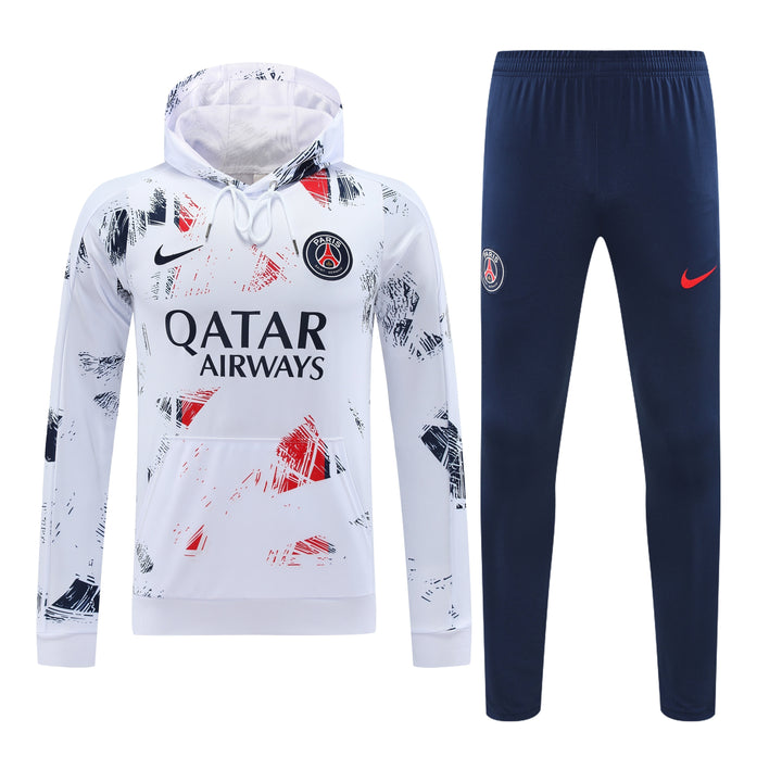Conjunto PSG 2024/25 Branco/Azul Marinho - Capuz