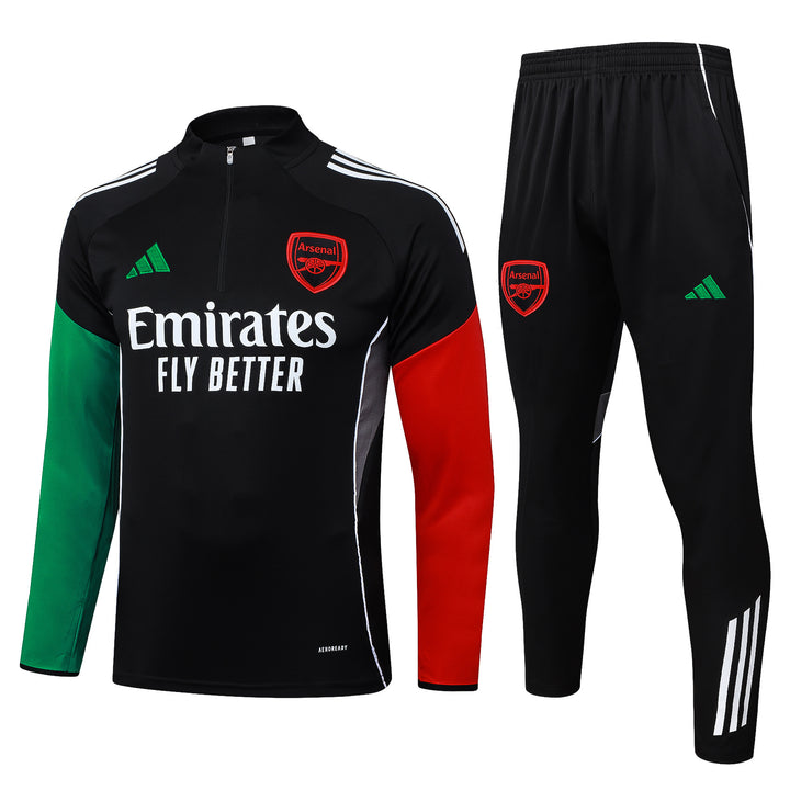 Conjunto Treino Arsenal 25/26 - Preto/Vermelho/Verde