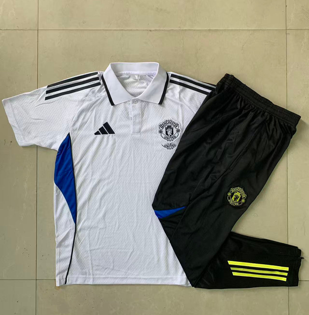 Kit Polo Manchester United 25/26 - Branco/Preto