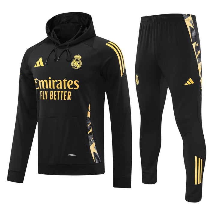 Conjunto Real Madrid 2024/25 Preto/Amarelo - Capuz