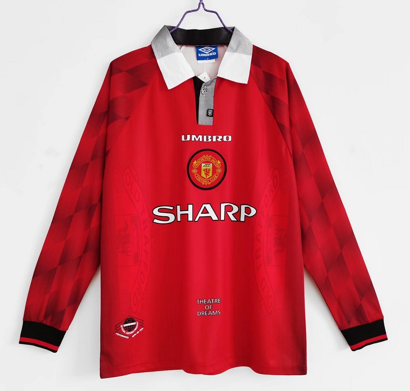Camisa Retrô Manchester United 1996∕97 Manga longa