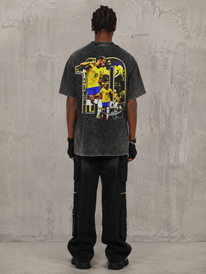 Camiseta Neymar 10 Oversized Retrô Masculina - Creme