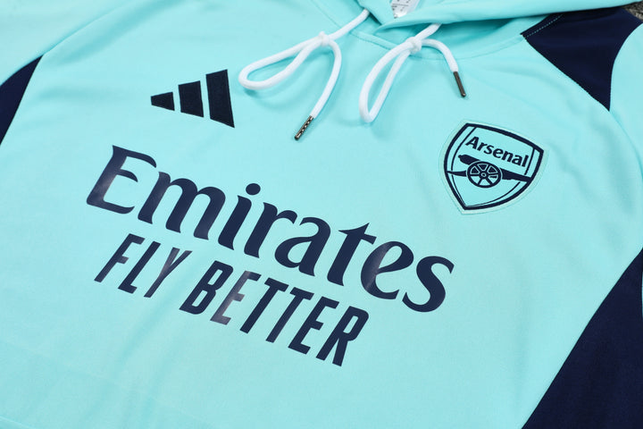 Blusão Arsenal 2024/25 Azul Turquesa - Capuz