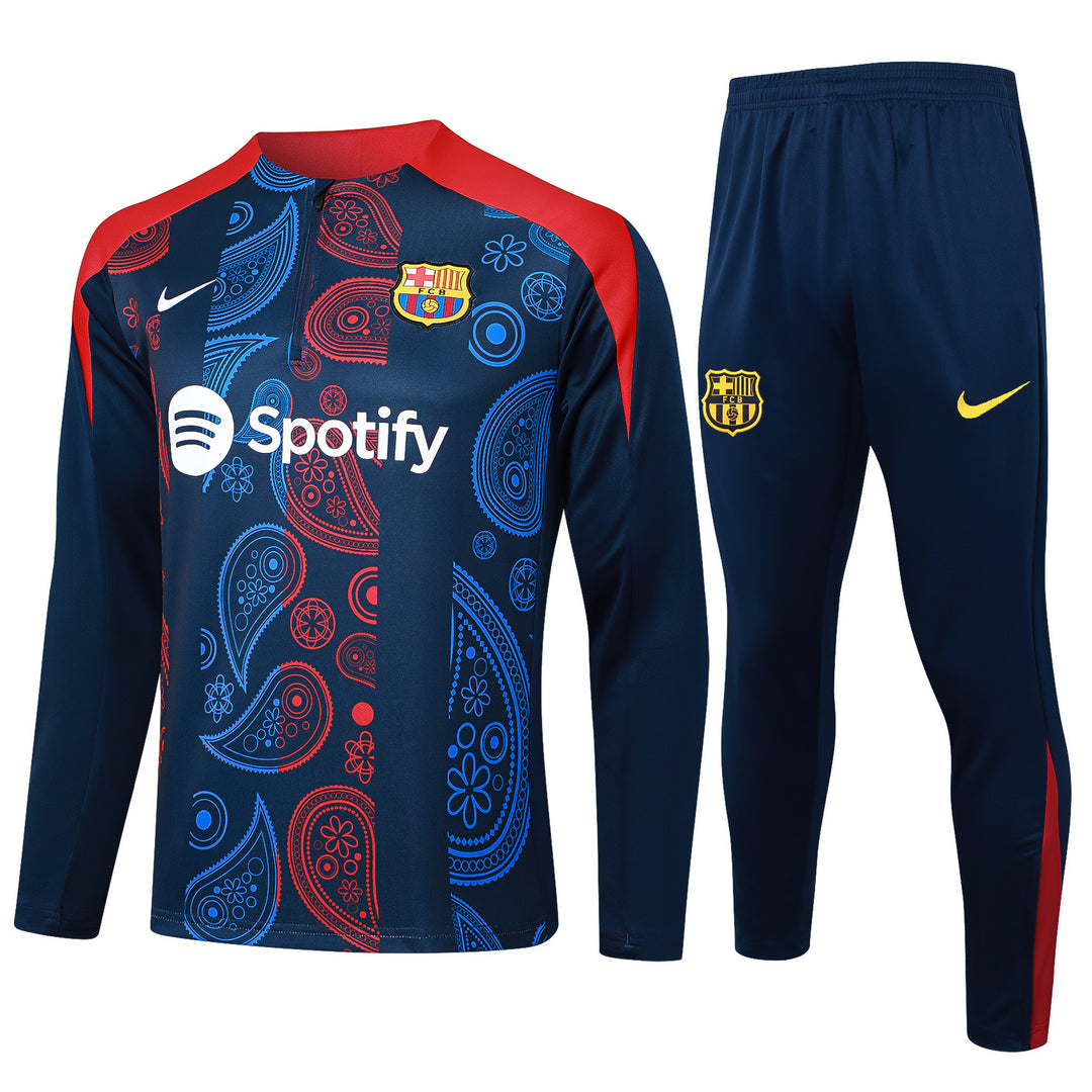 Conjunto Treino Barcelona 24/25 - Geometria Spray Azul/Vermelho
