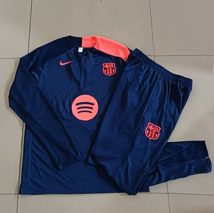 Conjunto Treino Barcelona 25/26 - Azul Marinho/Salmão